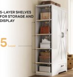 LIKIMIO Armoire Wardrobe Closet 70 Inches, Large Storage with Mirror, 2 Doors, Drawer, and Shelves, Modern Bedroom Freestanding Wooden Wardrobe Combination with Hanging Rail, White - Image 6