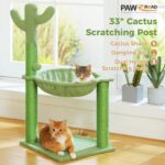 PAWZ Road Cactus Cat Tree, 33 Inchs Cat Tower with Large Soft Hammock and Fully Wrapped Sisal Scratching Post for Indoor Cats - Image 7