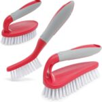 Scrub Brush Set of 3pcs - Cleaning Shower Scrubber with Ergonomic Handle and Durable Bristles - Grout Cleaner Brush - Scrub Brushes for Cleaning Bathroom, Shower, Tile, Kitchen, Floor, Bathtub, Floor - Image 2