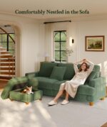 87.2" Couches for Living Room, Comfy Green Couch 7.5" Extra Thick Cushion, Sofas for Living Room Tool-Free Setup, Loveseat Sofa 848lbs Support, Corduroy Couch for Bedroom, Apartment, Office - Image 7