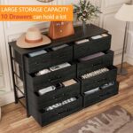 Furnulem Bedroom Dresser 55”Long TV Stand Entertainment Center Dresser & Chests of Drawers,10 Storage Fabric Drawer Dressers,Sturdy Metal Frame Tall Dresser for Living Room, Entryway,Black Oak - Image 6