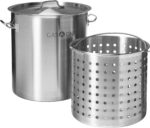 GasOne Stainless Steel Stockpot with Basket – 53qt Stock Pot with Lid and Reinforced Bottom – Heavy-Duty Cooking Pot for Deep Frying, Turkey Frying, Beer Brewing, Soup, Seafood Boil – Satin Finish - Image 2