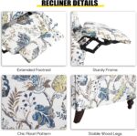 Upholstered Wingback Recliner Chair - Traditional Push Back Recliner Chair with Padded Seat, Fabric Floral Recliner Chair, Wingback Chair Small Recliners for Small Spaces - Image 8