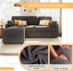 VanAcc Sofa Bed, Sleeper Sofa with Storage Chaise- 2 in 1 Pull Out Couch Living Room, Comfy Sleeper Couch, Grey Boucle - Image 4