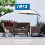 Nestl Outdoor Patio Furniture Sofas, Standard, Brown Base/Navy Blue Cushions - Image 7