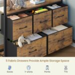 DICTAC Bunk Bed with L-Shaped Desk,5 Storage Drawers and 2 Shelves Metal Twin XL Over Twin Bunk Bed with LED Lights and Charging Station,bunk Beds with Safety Guardrail & Ladder,Space-Saving,Black - Image 8