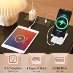 Huuger Black Nightstand Set of 2, Night Stand with Charger Station, Bedside Table with 2 Drawers, Bed Side Tables for Bedroom, Modern Nightstands, Metal Knobs, Painted Surface | with Charger Station, 2 Drawers, Bed Side Tables, for Bedroom, Metal Knobs, Painted Surface - Image 4