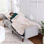 Best Choice Products 77" Mid Century Modern Boucle Loveseat Sofa, Couch, Convertible Sofa Sleeper Bed w/Real Wood, Removable Armrest - Frost Gray - Image 6