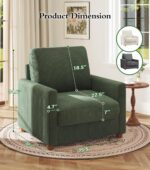 Kidirect 35.5in Corduroy Sofa Accent Chair, Tool-Free Setup Living Room Couch Accent Chairs, Reading Chair for Bedroom 22.5in Extra Deep Seats, Comfy Arm Chairs for Office, All-Wood Reading Nook Green - Image 3