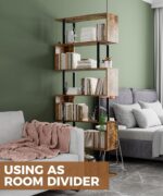 Gadroad 6 Tier Geometric Bookcase,S Shaped Bookshelf, Wood Decorative Storage Shelving, Modern Freestanding Display Shelves, Tall Book Shelf Unit for Living Room Bedroom, Rustic Brown - Image 6