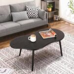Small Coffee Table Black Cloud Coffee Table for Small Spaces Modern Center Table Unique Irregular Coffee Table with Wood Legs Living Room Mid-Century Sofa Table - Image 3
