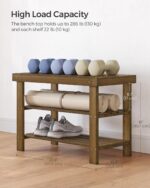 SONGMICS Shoe Rack Bench, 3-Tier Bamboo Shoe Storage Organizer, Entryway Bench, Holds Up to 286 lb, 11.3 x 27.6 x 17.8 Inches, for Entryway Bathroom Bedroom, Yellow Brown ULBS04WL - Image 5