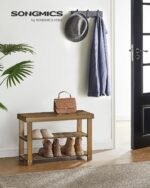 SONGMICS Shoe Rack Bench, 3-Tier Bamboo Shoe Storage Organizer, Entryway Bench, Holds Up to 286 lb, 11.3 x 27.6 x 17.8 Inches, for Entryway Bathroom Bedroom, Yellow Brown ULBS04WL - Image 3