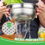 P&P CHEF Colander Strainer Stainless Steel 3 Quart, Metal Micro-Perforated Colander for Kitchen Food, Ideal for Rinsing Washing Draining, Dishwasher Safe, Shiny Silver, 1PC - Image 4