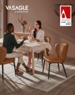 VASAGLE EKHO Collection - Dining Chairs Set of 2, Upholstered Kitchen Chairs, Comfortable Seat, Synthetic Leather with Stitching, Mid-Century Modern, Easy Assembly, Living Room Lounge, Caramel Brown - Image 4