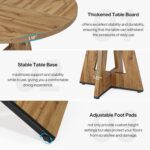 Tribesigns 47 inch Round Dining Table Wood Kitchen Table for Dining Room, 47" Dinner Room Tables for 4-6, Farmhouse Accent Furniture with Wooden Tabletop and Cross Base, Burlywood - Image 6