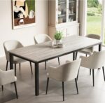 GarveeHome 70.8 in Industrial Dining Table for 6, Wooden Long Dinner Table with Mortise Tenon Design, Kitchen Table with Sturdy Metal Legs, for Dining Room Home Office Living Room, Grey - Image 6