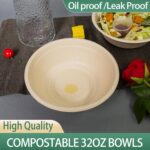 32oz Disposable Salad Bowls 150Pack, Big Paper Bowls, Large, Heavy-Duty, Eco-Friendly, Bulk Pack, Compostable Bowls, Biodegradable Made of Sugar Cane Fibers,Perfect For Salad - Image 4