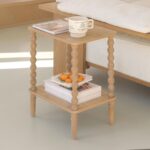 Small End Table, Couch Side Table with 2-Tier Storage Shelf, Wood Coffee Table for Bedroom, Living Room, Small Spaces (Rustic Walnut) - Image 3