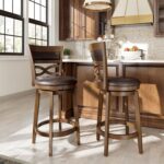 Sophia & William Swivel Bar Stools Set of 2, 26 Inch Counter Height Barstools with Backrest & Solid Wood Legs, Faux Leather Bar Stools for Kitchen Island - Image 2