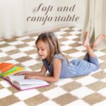 Super Soft Rug for Bedroom, 5x7 Ft Beige and White Area Rug Classic Checkered Shaggy Anti-Skid High Pile Soft Fluffy Rug Fuzzy Carpet for Living Room Bedroom Kids Room Nursery, Dorm Home Decor - Image 6