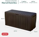 Keter Marvel Plus 71 Gallon Resin Outdoor Storage Box for Patio, Balcony & Garden – Weather‑Resistant Deck Box for Cushions, Pillows, Pool Floats & Tools, Brown - Image 3