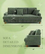 87.2" Couches for Living Room, Comfy Green Couch 7.5" Extra Thick Cushion, Sofas for Living Room Tool-Free Setup, Loveseat Sofa 848lbs Support, Corduroy Couch for Bedroom, Apartment, Office - Image 3