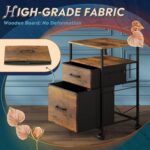 DEVAISE 2 Drawer Mobile File Cabinet, Rolling Printer Stand with Open Storage Shelf, Fabric Vertical Filing Cabinet fits A4 or Letter Size for Home Office, Rustic Brown Wood Grain Print - Image 8