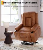 GarveeHome Power Lift Recliner Chair - Heat and Massage, Faux PU Electric Lift Recliner for Elderly & Mobility Impaired, Adjustable Back and Legs, Heavy Duty Lift Chair for Seniors - Image 5