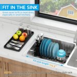 ANTOPY Sink Dish Drying Rack - Expandable Small Dish Rack Over Sinks with Silicone Drying Tray, Dish Drainer for Kitchen Counter with Cutlery Holder, Drying Rack Fit for 14’’-19’’ Kitchen Sink - Image 5