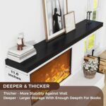 Floating Shelves for Wall 72"W x 11.6"D x 2"H, Long Engineered Wood Wall Shelves with Invisible Brackets for Living Room Bedroom Bathroom Office Kitchen Decor and Storage, Black Finish, Set of 1 - Image 5