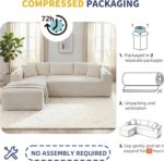 Shintenchi Boneless Couches for Living Room,Modular Sectional Sofa with 2 Cup Holders,Memory Foam Cloud Couch with L Shaped Oversized Chaise,No Assembly Needed Plush Corduroy Sofa,White - Image 9