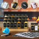 36 Glass Spice Jars with Labels,Spice Jar Set,4oz Seasoning Containers,Spice Containers with Black Airtight Lids and Shaker Lids,Square Empty Spice Bottles, 492 Labels,1 Funnel - Image 3