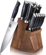 SHAN ZU Knife Sets for Kitchen with Block, Knife Block Set, Japanese Super Steel Kitchen Knife Sets with Removable Block & K133 Ergonomic Handle, Black Tortoise Genbu Series - Image 2