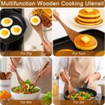 Wooden Spatula Nonstick Turner Acacia Wood, Right Long Handle Flat Frying Spatulas Handmade for Mother Wife Grandma Her Kitchen Gift, Ideal Cookware Utensils for Cooking Eggs, Fish, Pancakes - Image 7