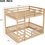 Bellemave Full Over Full Bunk Bed with Ladders Wood Bunk Beds with Full-Length Guardrails Floor Bunk Bed Frame for Kids, Boys, Girls, No Spring Box Needed, Natural - Image 3