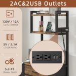 3 Drawer File Cabinet with Charging Station, 45''H, 3-Tier Filing Cabinet for Home Office, 11''*16'' for Small Printer, Fabric Drawer Fits Letter/A4, Tall Printer Stand, Rustic Brown - Image 6