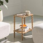 Small End Table, Couch Side Table with 2-Tier Storage Shelf, Wood Coffee Table for Bedroom, Living Room, Small Spaces (Rustic Walnut) - Image 9