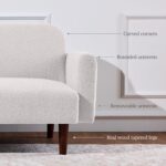 Best Choice Products 77" Mid Century Modern Boucle Loveseat Sofa, Couch, Convertible Sofa Sleeper Bed w/Real Wood, Removable Armrest - Frost Gray - Image 5