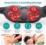Nekteck Shiatsu Neck Massager with Heat for Pain Relief Deep Tissue, 2026 Upgraded 3D Back Shoulder Kneading Massage Pillow, Body Muscle Relaxation Tools Gifts for Him Her, Black (NOT Cordless) - Image 3