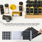 36 Glass Spice Jars with Labels,Spice Jar Set,4oz Seasoning Containers,Spice Containers with Black Airtight Lids and Shaker Lids,Square Empty Spice Bottles, 492 Labels,1 Funnel - Image 9