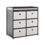 Delta Children Hayes Changing Table and Dresser for Bedroom with 6 Fabric Drawers, Charcoal Grey/Flax - Image 2