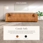 Poly & BARK Canale 99” Sofa – Modern 3-Seater Couch for Living Rooms – Performance Fabric Upholstery, High-Density Foam Cushions, Tapered Legs, Minimal Assembly – Cognac Tan - Image 4
