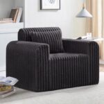 Hobestluk Single Sofa Foam Couch Sofa for Small Spaces Comfy Sofas with Removable Cover Furry Couch with Pillows for Living Room, Bedroom, Apartment, Office (Dark Grey, Standard) - Image 4