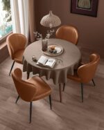 VASAGLE EKHO Collection - Dining Chairs Set of 2, Upholstered Kitchen Chairs, Comfortable Seat, Synthetic Leather with Stitching, Mid-Century Modern, Easy Assembly, Living Room Lounge, Caramel Brown - Image 5