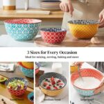 DOWAN Mixing Bowls, Ceramic Mixing Bowls for Kitchen, Colorful Vibrant Nesting Bowls for Cooking, Baking, Prepping, Serving, Salad, Housewarming Gift, Microwave Dishwasher Safe, 3.7/2/1 Qt, Set of 3 - Image 5