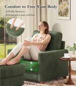 Kidirect 35.5in Corduroy Sofa Accent Chair, Tool-Free Setup Living Room Couch Accent Chairs, Reading Chair for Bedroom 22.5in Extra Deep Seats, Comfy Arm Chairs for Office, All-Wood Reading Nook Green - Image 4