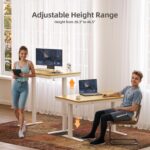Claiks Bamboo Standing Desk with Drawers, 48×24 Inch Adjustable Stand Up Desks, Quick Install Computer Desk with USB and TapeC Ports, Bamboo - Image 7