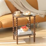 Side Table, Small End Table with Storage Shelf, 2-Tier Small Coffee Tables Living Room for Bedroom, Narrow Spaces (Rustic Brown) - Image 8