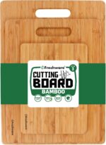 Freshware Bamboo Cutting Board Set of 3, Wooden Cutting Boards for Kitchen, Knife Friendly Food Grade Chopping Board, Lightweight with Hanging Hole for Easy Storage - Image 2